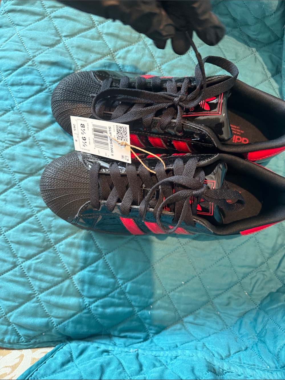 NWT adidas Black Sneakers with Red Stripes - Superstar II - Picture 7 of 15